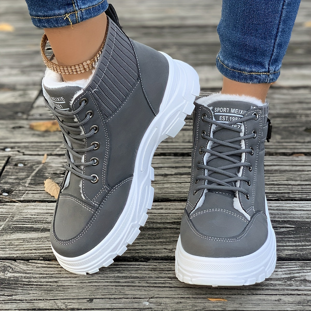 Women's Waterproof Snow Boots, Solid Color Faux Leather Upper, Fabric Lining, TPU Sole, Autumn-Winter, Winter Boots