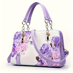 Elegant Floral Print Satchel Bag - Fashion Crossbody Bag, Shoulder Bag & Purse - For Women -  Suitable for Everyday Use, Work, Shopping & Travel - Perfect Gift for Her
