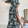 Women'S Elegant Off-Shoulder Floral Print Maxi Dress with Lace-Up Detail - Perfect for All Seasons, Adult, Casual to Formal Wear, Casual Dressing | Floral Print Dress | Laceup Detail, Floral Maxi Dress