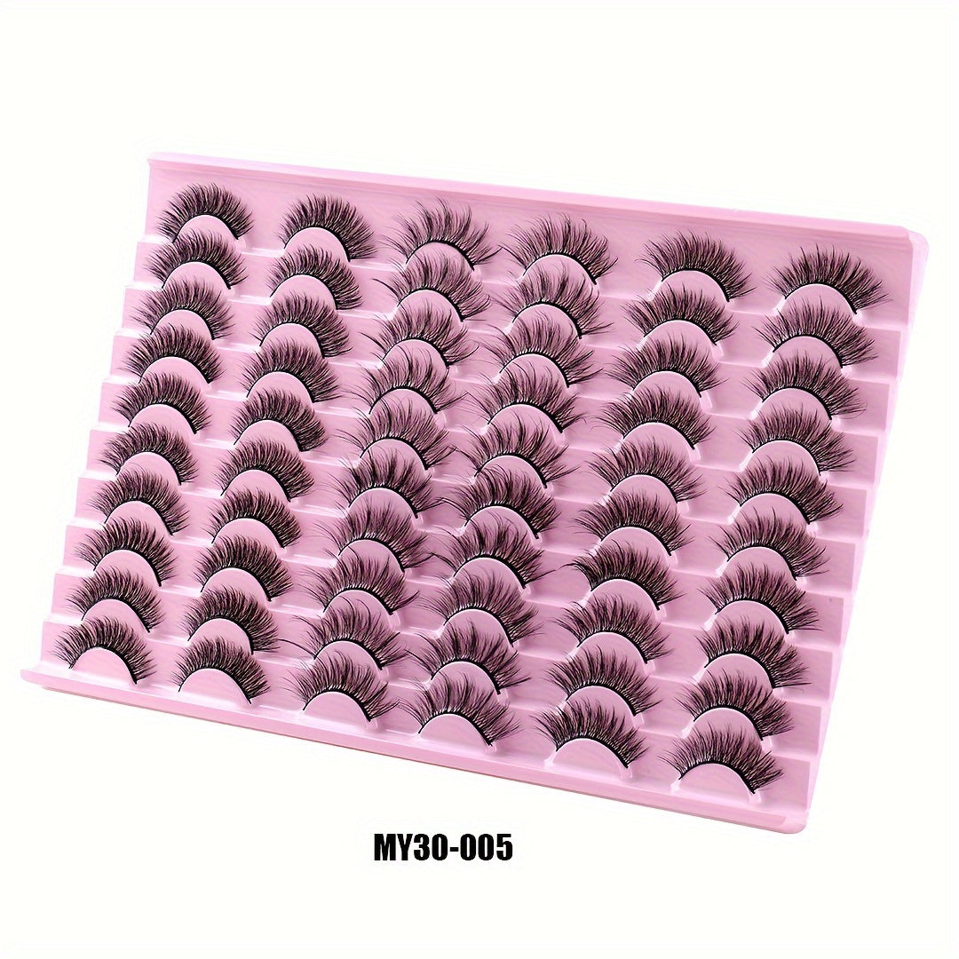 30 Pairs of Luxurious Wispy Lashes - Natural 3D/4D Volume, Fluffy, Soft, Lightweight, Reusable, Easy to Apply Fake Eyelashes Pack for Makeup - Synthetic, 8mm-14mm Length, Versatile 3 Styles