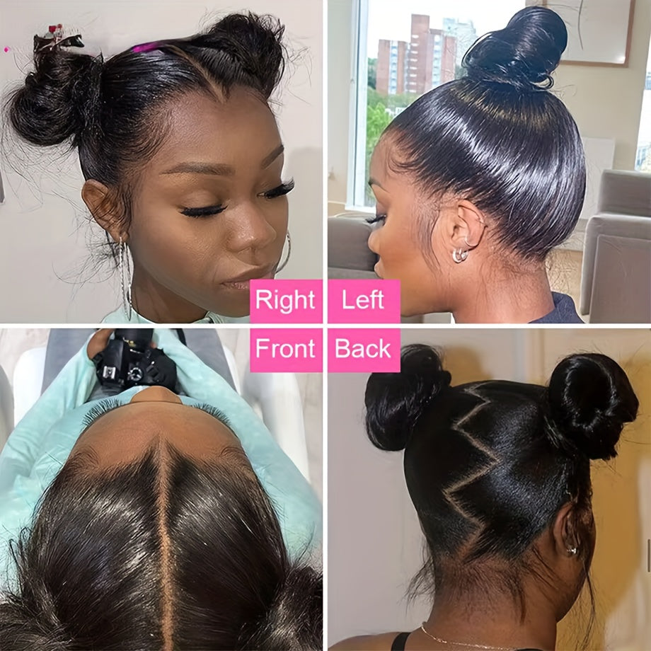 180% Density 360 Wig Human Hair Full Lace Straight Frontal Wig with HD Lace and Natural Color