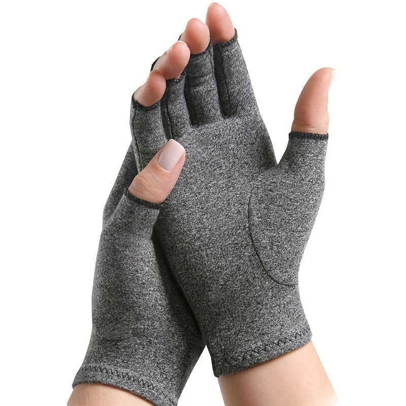 1Pair Fingerless Compression Gloves For Women & Men, Hand Joint Wraps, Sports Hand Support Thumb Gloves For Typing, Daily Work, Hand Care - Open Finger Fit