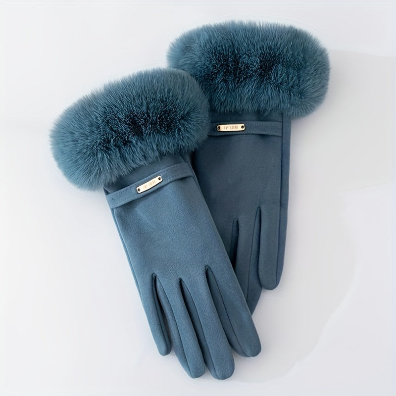 Plush Furry Cuff, Double-Layer Thick Insulation, Windproof & Warm, Ideal for Outdoor Activities & Cycling, Available in Pink/Purple/Blue/Gray