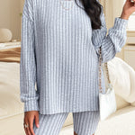 Womens Pajamas 2 Piece Lounge Sets, Ribbed Knit Matching Outfits, T-shirt Biker Shorts Sleepwear Loungewear Sweatsuits, Best Gift, for Thankingday Christmas Birthday Daily Lounging & Sleeping