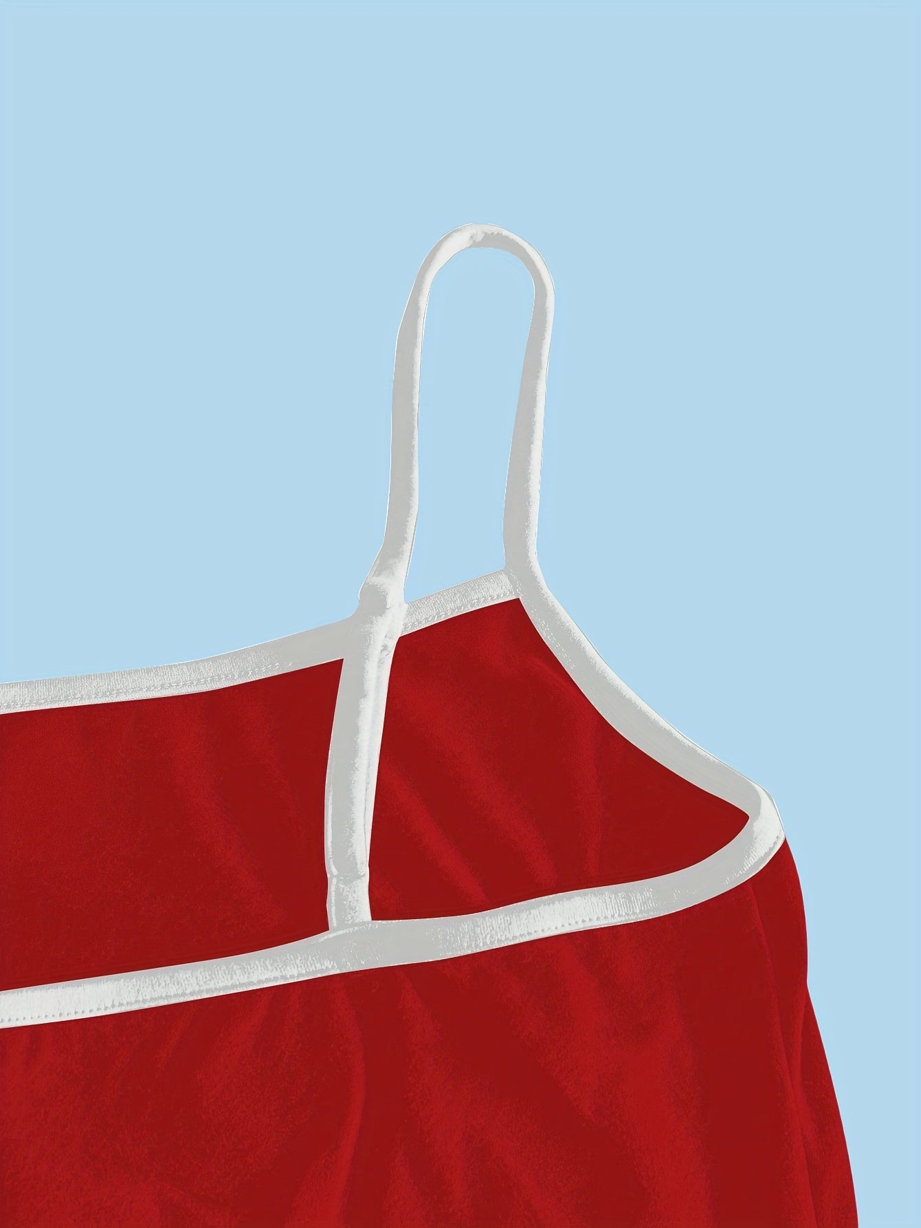 Red Knit Sleeveless Pullover Top with Spaghetti Straps - Casual Weekend Wear