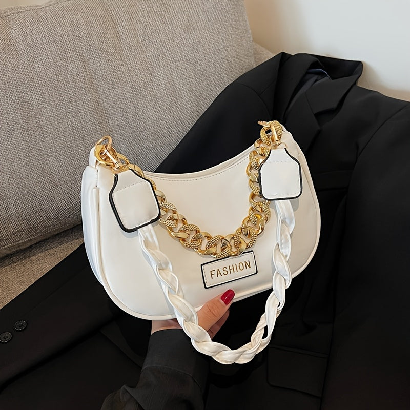 Stylish Women's Shoulder Bag with Adjustable Golden Chain Strap - Elegant Crossbody Handbag in Black, Khaki, or Orange, Perfect for Casual or Formal Occasions, Ladies Handbags