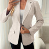Women'S Elegant Lightweight Polyester Blazer - Casual Chic Spring/Fall Jacket with Button Details, Regular Fit, Long Sleeves, and Minimalist Design