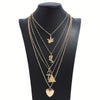 A Set Bohemian Style Multi-layered Necklace Collarbone Chain, Featuring Maple Leaves, Egyptian Pharaohs, Pyramids, And Heart-shaped Pendants - Suitable for Women's Daily Party Fashion Jewelry, Holiday Gifts