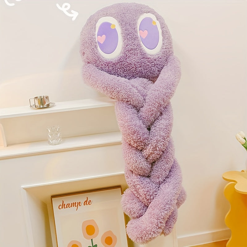 35.4-Inch Giant Plush Octopus Doll Pillow - Cute Long-Legged Stuffed Animal with Expressive Eyes, Soft Polyester Fabric, Green & Purple Options, Perfect for Youngsters' Room Decor, Birthday & Holiday Gifts