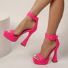 Women's Platform High Heel Shoes, Fashionable Open Toe Buckle Strap Pumps, Women's Footwear