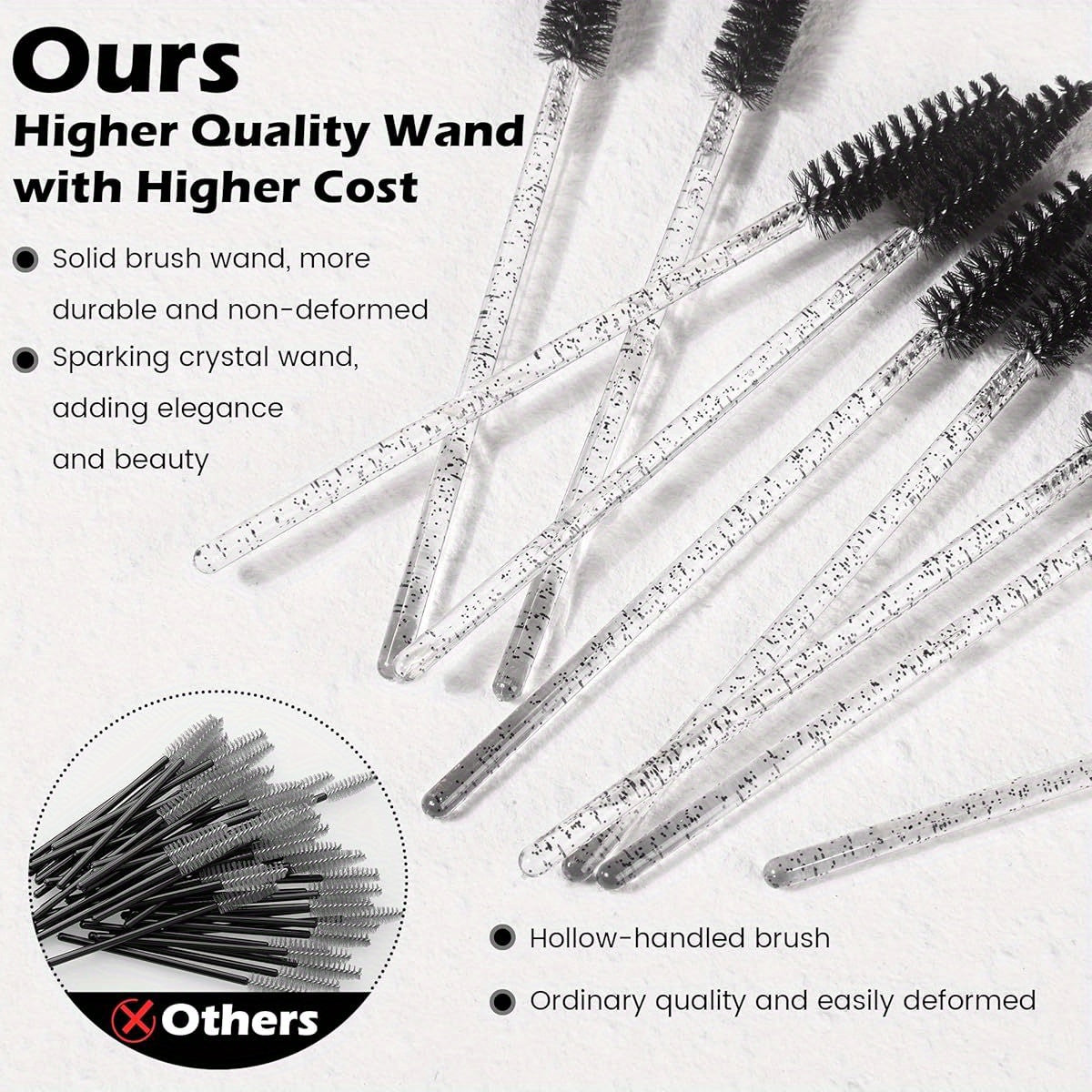 300pcs Disposable Mascara Wands, Crystal Eyelash Brush Eyebrow Spoolies for Eyelash Extensions, Pink & Black Mascara Brush