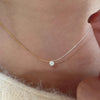 S925 Sterling Silver Simple Exquisite Single Diamond Pendant Snake Bones Chain Necklace