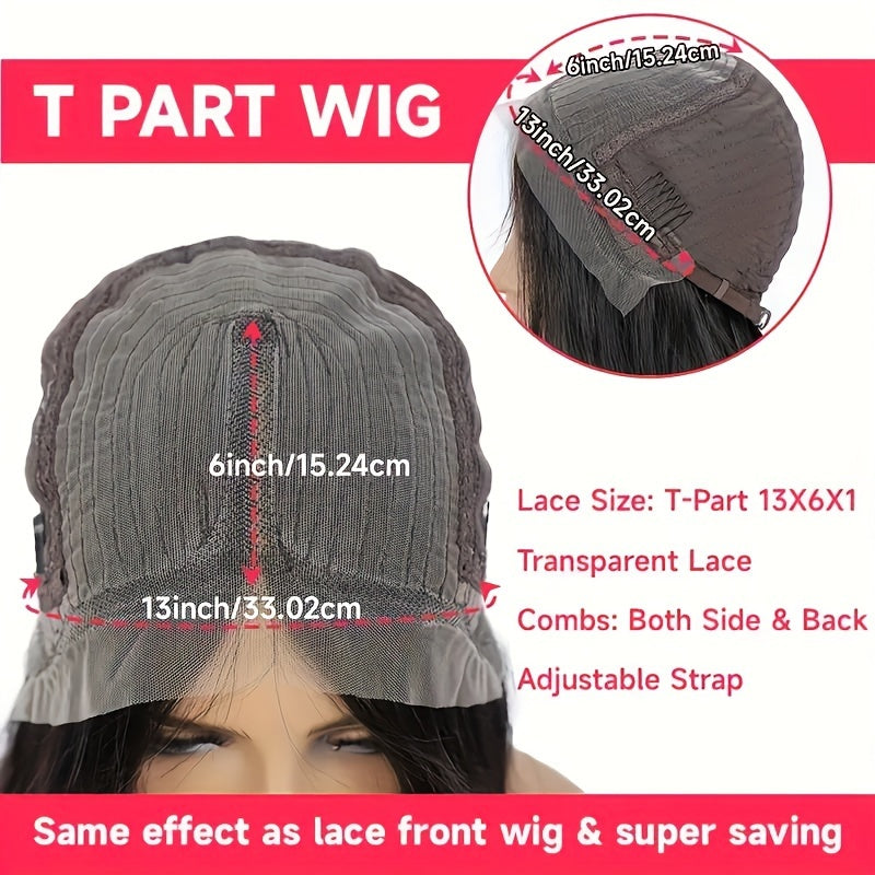 Spring 255% Straight Human Hair Full HD Lace T Part Straight Lace Frontal Wig Chocolate Brown Brazilian Hair #4 Dark Brown 13X6X1 Transparent Lace Front Wig Natural Hairline 13X6 T Part Wig with Baby Hair for Women Daily Wear