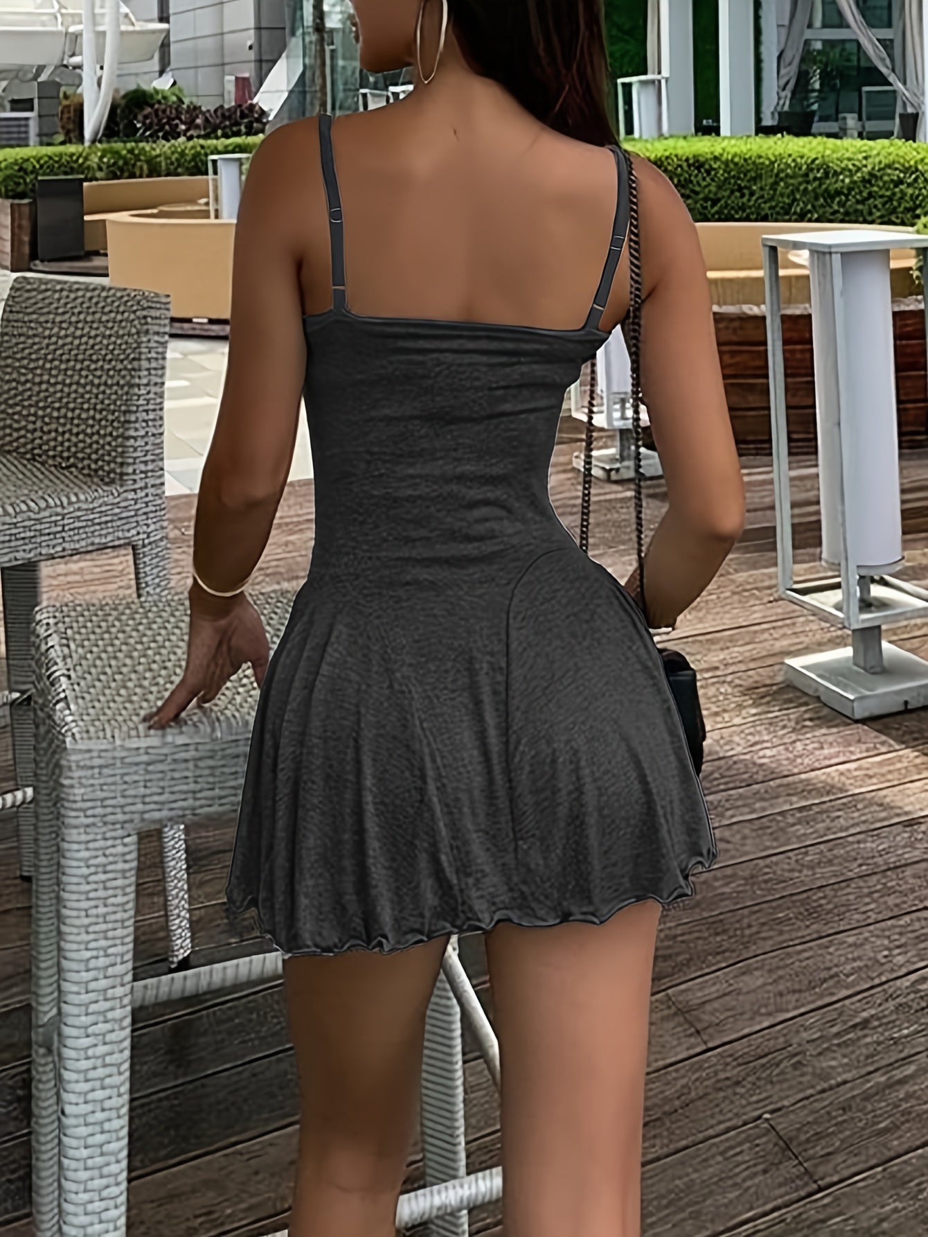 Women's Two-Piece Casual Retro Floral Gray Sleeveless Button- Dress Set