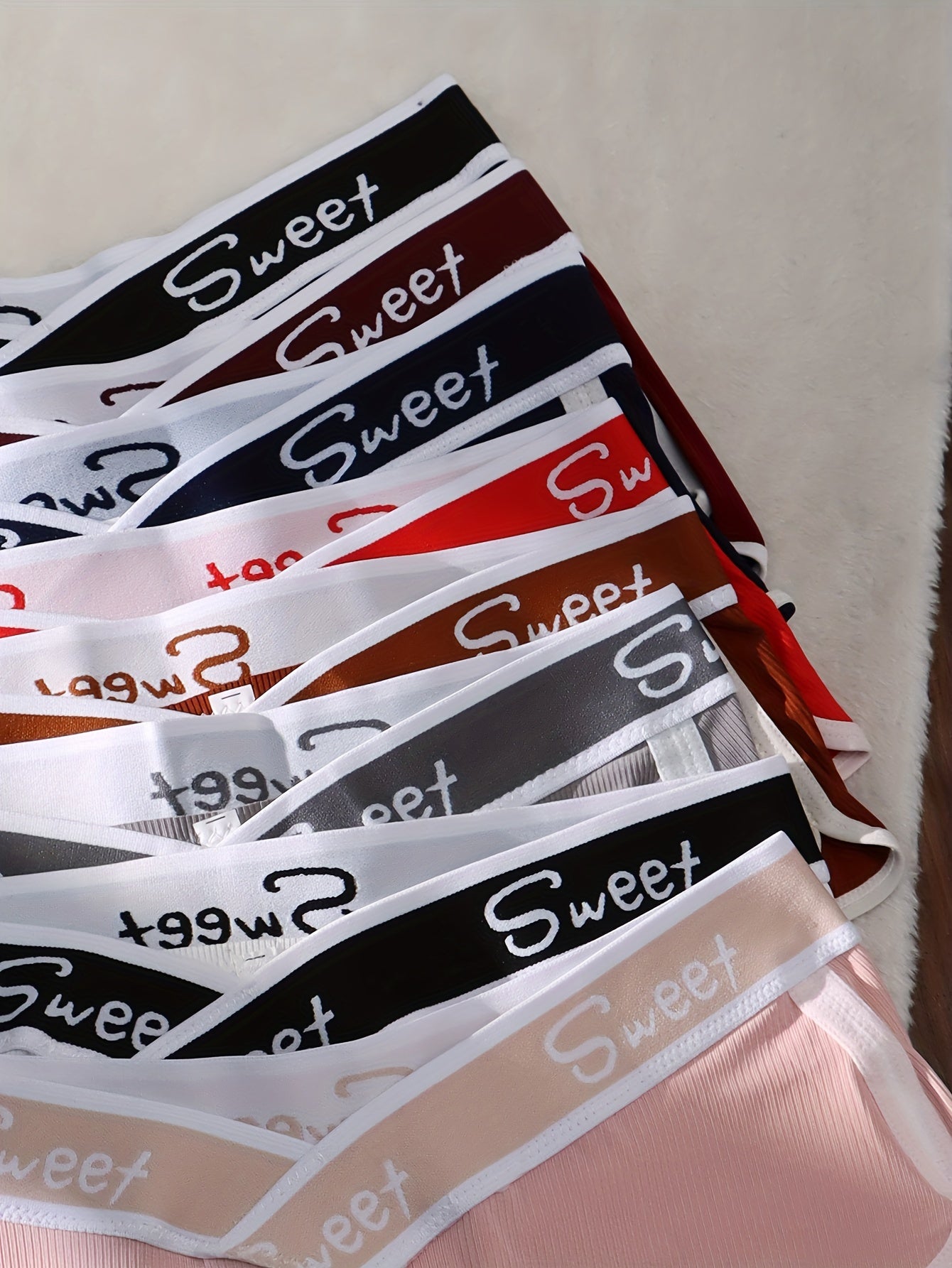 8pcs Comfy High-Waist Women's Briefs with "Sweet" Waistband - Stretchy & Breathable, Elegant Solid Colors in Polyester/Elastane Blend, Hand Washable - Perfect for Casual Attire