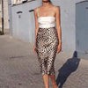 Women's Leopard Print Printed Dress High Waist Invisible Zipper Skirt