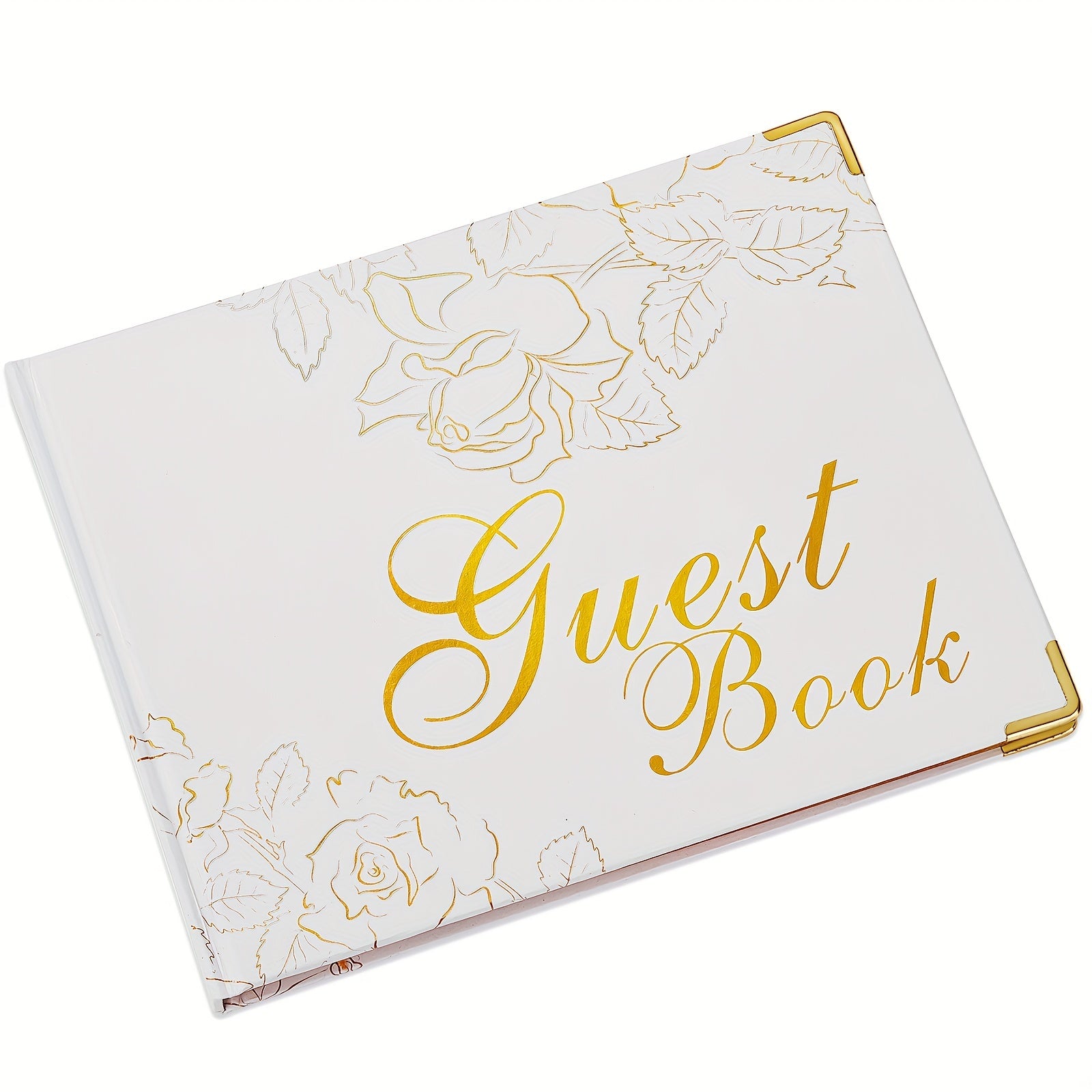 Guest Book 9"x7" Hardcover 120 Page/60 Sheets-Golden Foil Gilded Edgesfor Guests to Sign at a Wedding, Party, Baby or Bridal Shower
