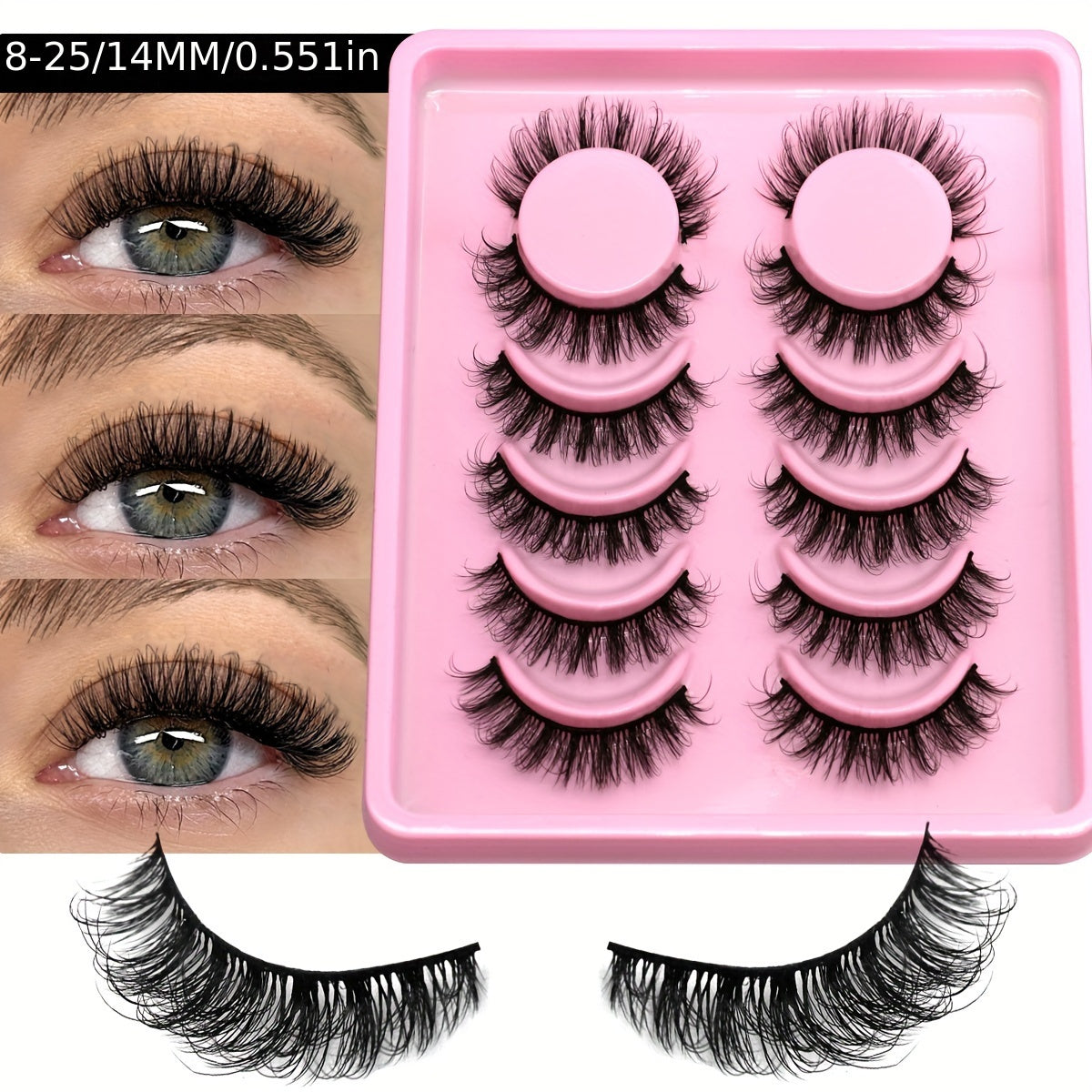 GROINNEYA 6/10 Pairs Manga Lashes Faux Mink Eyelashes Cat Eye Eyelashes Natural Full False Eyelashes Volumized Eyelash Extension Travel Essentials Makeup Tool