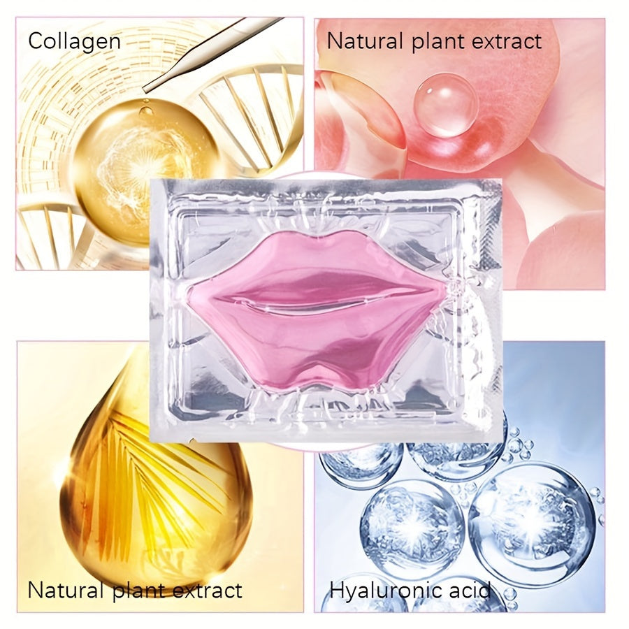 20-Pack Pink Crystal Collagen Lip Masks with Hyaluronic Acid for Hydration, Anti-Dry Lip Care Set, Moisturizing & Soothing Lip Patches, Ideal Mother's Day Gift for Women