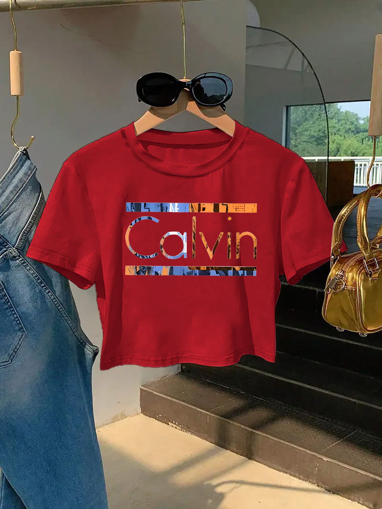 Women'S Y2K Style "Calvin" Graphic Tee - Soft & Comfortable Short Sleeve T-Shirt, Casual & Fashionable, Spring/Summer Top, Casual Wear | Playful Print | Comfortable Fit, Ladies T Shirts