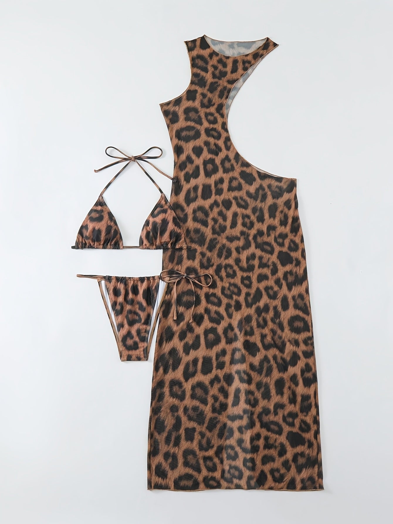 New Women's Swimsuit European Style Sexy Print Two-Piece Leopard Print Swimwear Set
