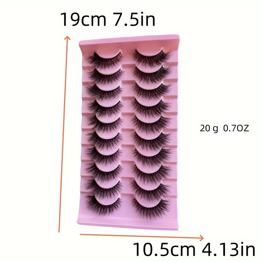10 Pairs Fluffy Volume False Eyelashes, Visibly Thickened Natural Full Lashes