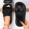 Simple Platform Slippers, Casual Open Toe Plush Shoes, Comfortable Indoor Home Slippers