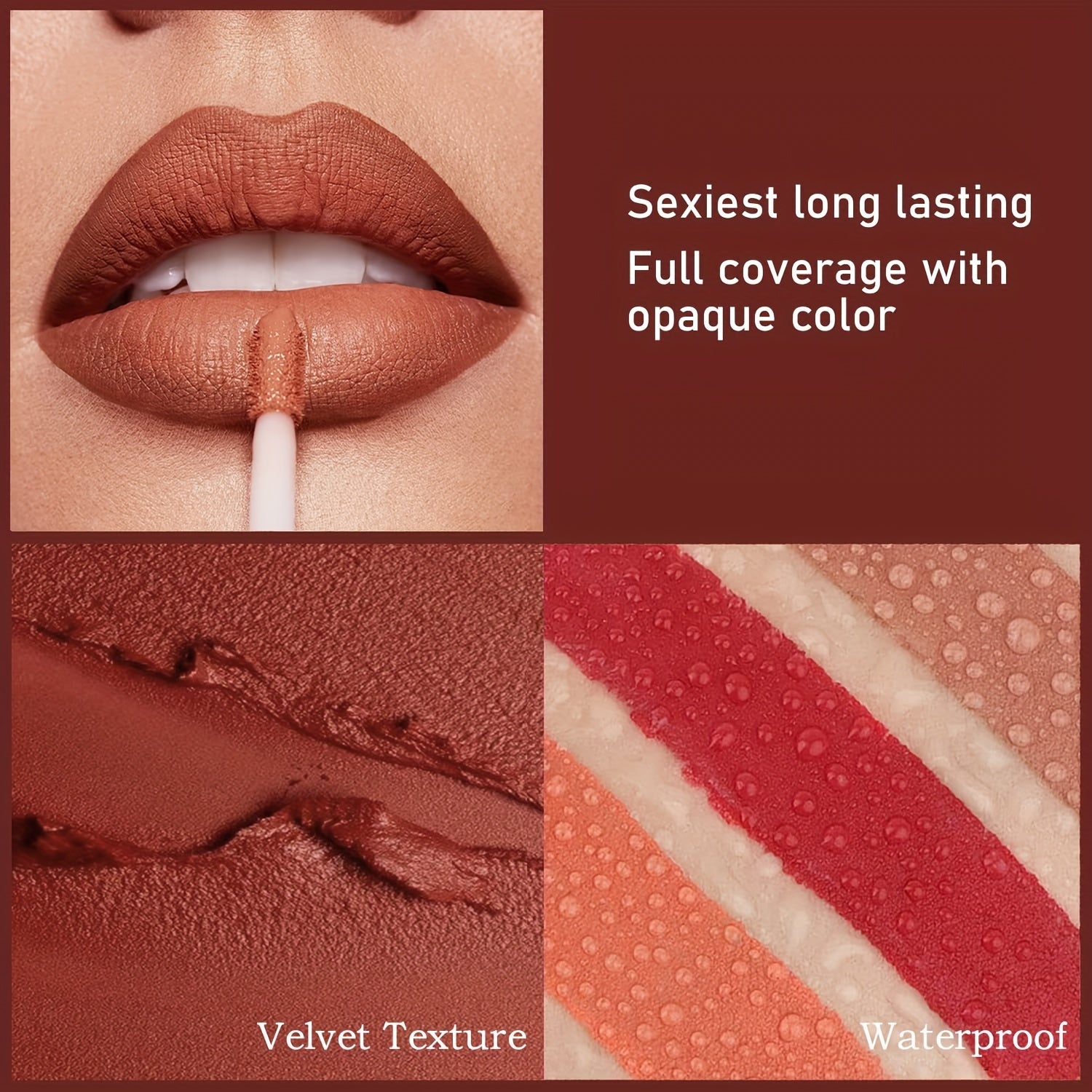 6 Pcs Matte Long-Lasting Wear Liquid Lipstick Makeup Set, Non-Stick Cup Waterproof Not Fade Lip Gloss