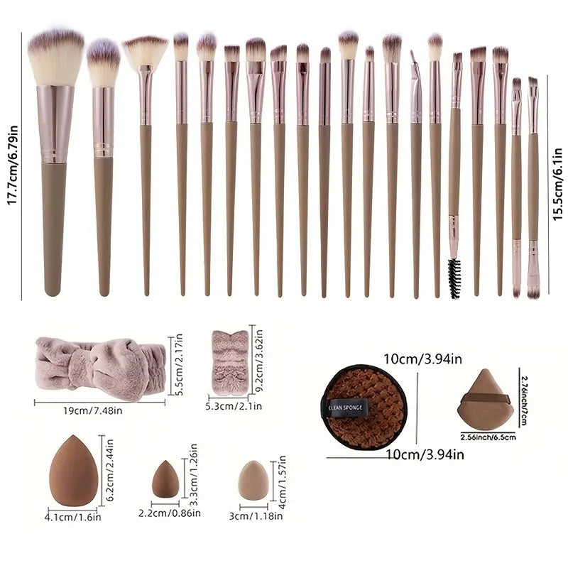 A Complete Pink Makeup Brush Set with 20/33pcs, Including Soft Brushes, Beauty Blenders, And Puffs, Catering to All Your Beauty Needs, Perfect As a Birthday, Christmas, Or New Year Gift.