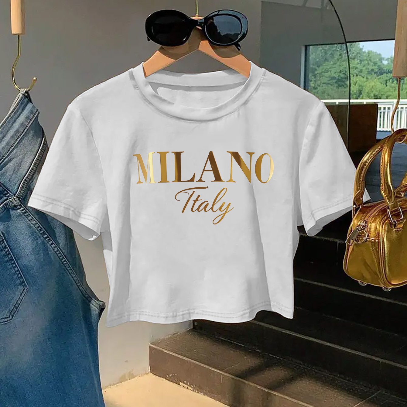 Milano Italy Graphic Tee for Women - Y2K Style, Soft & Comfortable Short Sleeve T-Shirt, Fashionable Letter Print Design, Perfect for Spring/Summer, Casual Wear Tee | Y2K Fashion | Soft Texture Tee