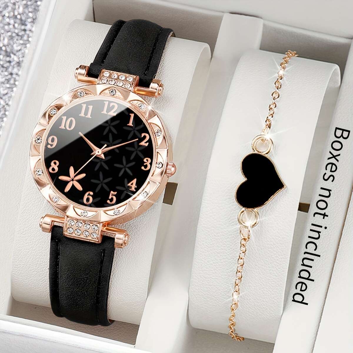 Women's Elegant and Fashionable Creative Starfish Digital Scale Dial Quartz Watch + 2pcs/set Does not include watch box