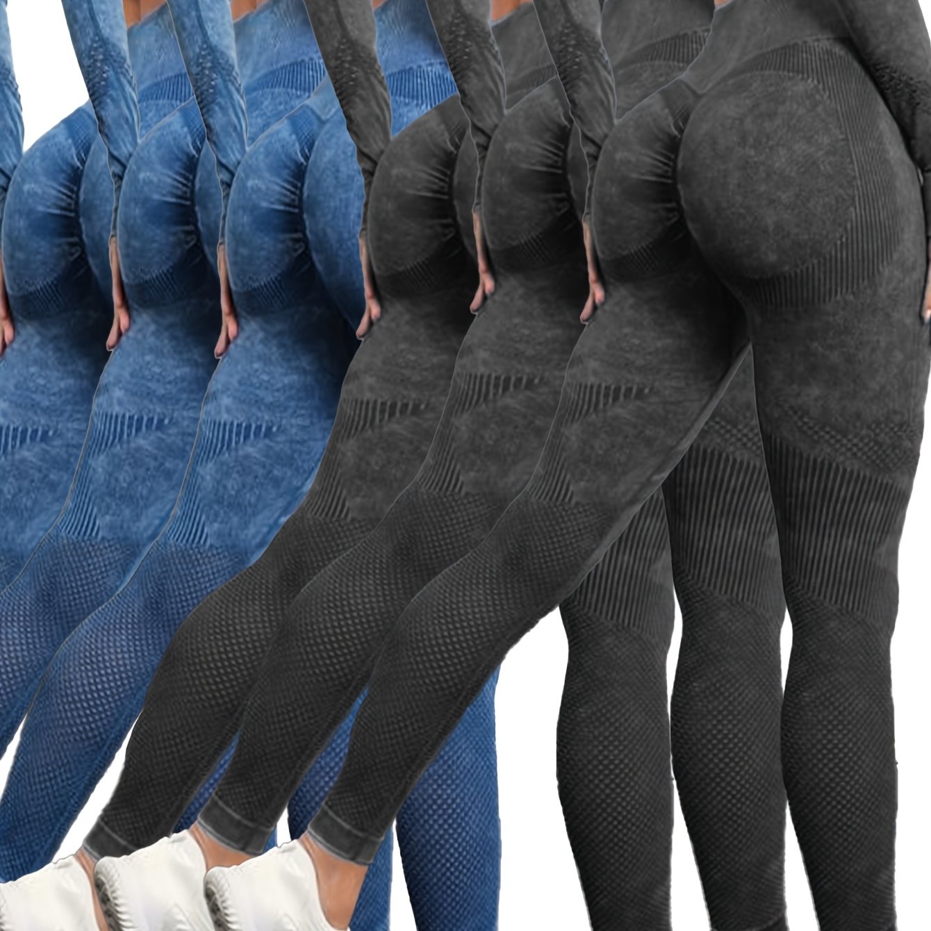 6pcs Yoga Legging Seamless Workout High Waist Butt Liftings Athletic Leggings, High Waisted Leggings for Women - Soft Athletic Tummy Control Pants for Running Cycling Yoga Workout