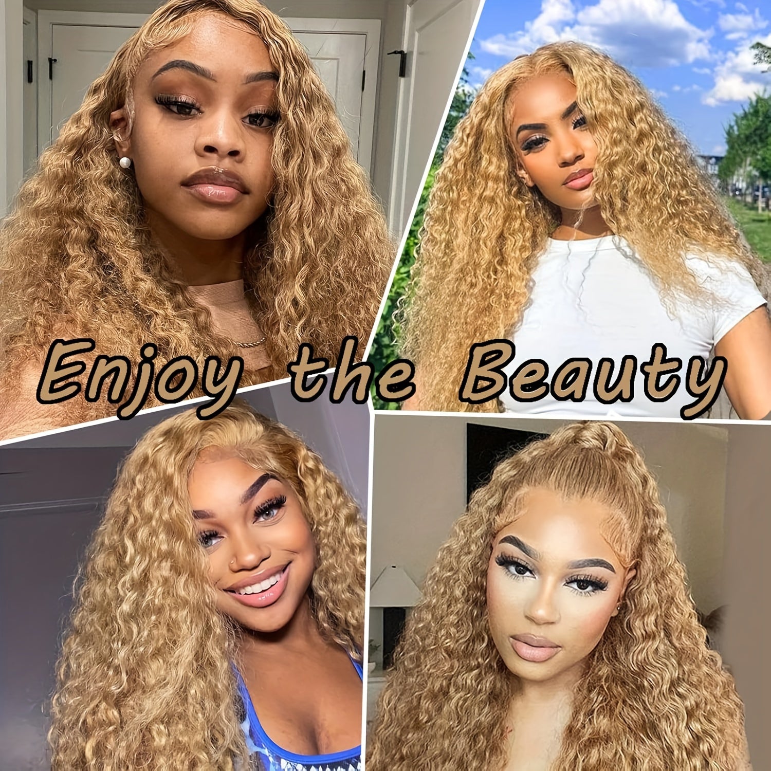 Elegant Deep Wave Lace Front Wig for Women - 13x6 HD Lace, Pre-Plucked & Glueless Human Hair, 180% Density, Blonde Curly Style, Natural Look, Full Coverage, Perfect for Everyday or Special Occasions