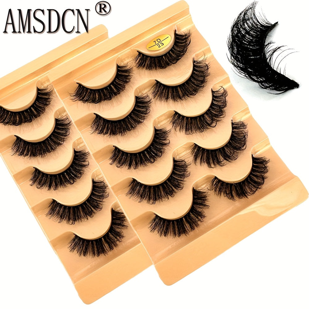 AMSDCN 10 Pairs Of 2pcs 3D Fluffy And Thick Eyelashes Naturally Curled And Soft Faux Mink Eyelashes - Reusable, Suitable For Daily Use And Various Occasions