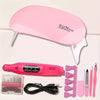 7-in-1 Nail Art Tool Set with Nail Lamp, Glue Drying Machine, Nail Polisher, Dead Skin Fork, Dead Skin Push, Finger Divider - Stainless Steel Kit for Professional Nail Artists