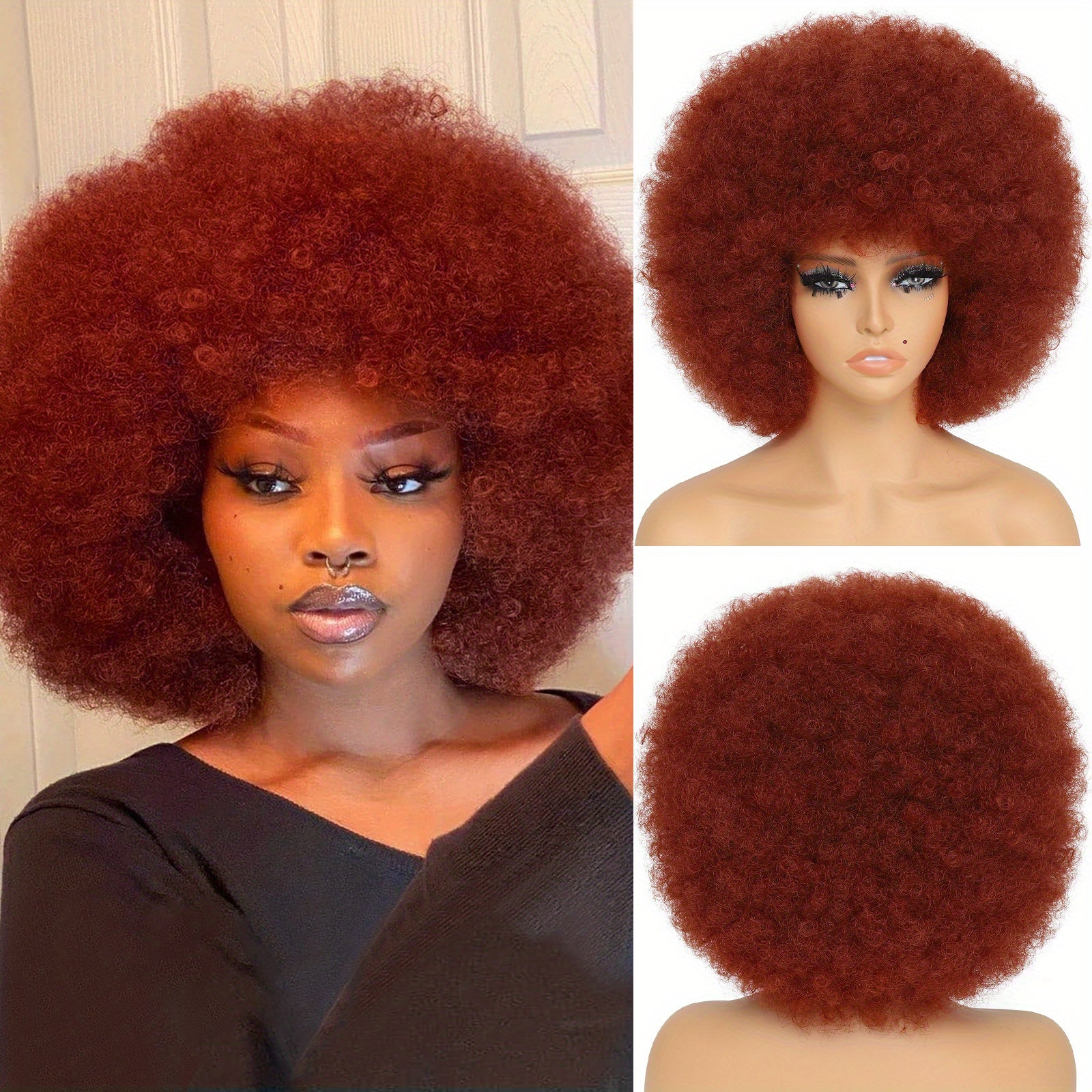 10 Inch Afro Kinky Curly Wigs 70s 80s Wigs Large Bouncy And Soft Natural Looking Full Puff Wigs For Party Cosplay Daily Wear