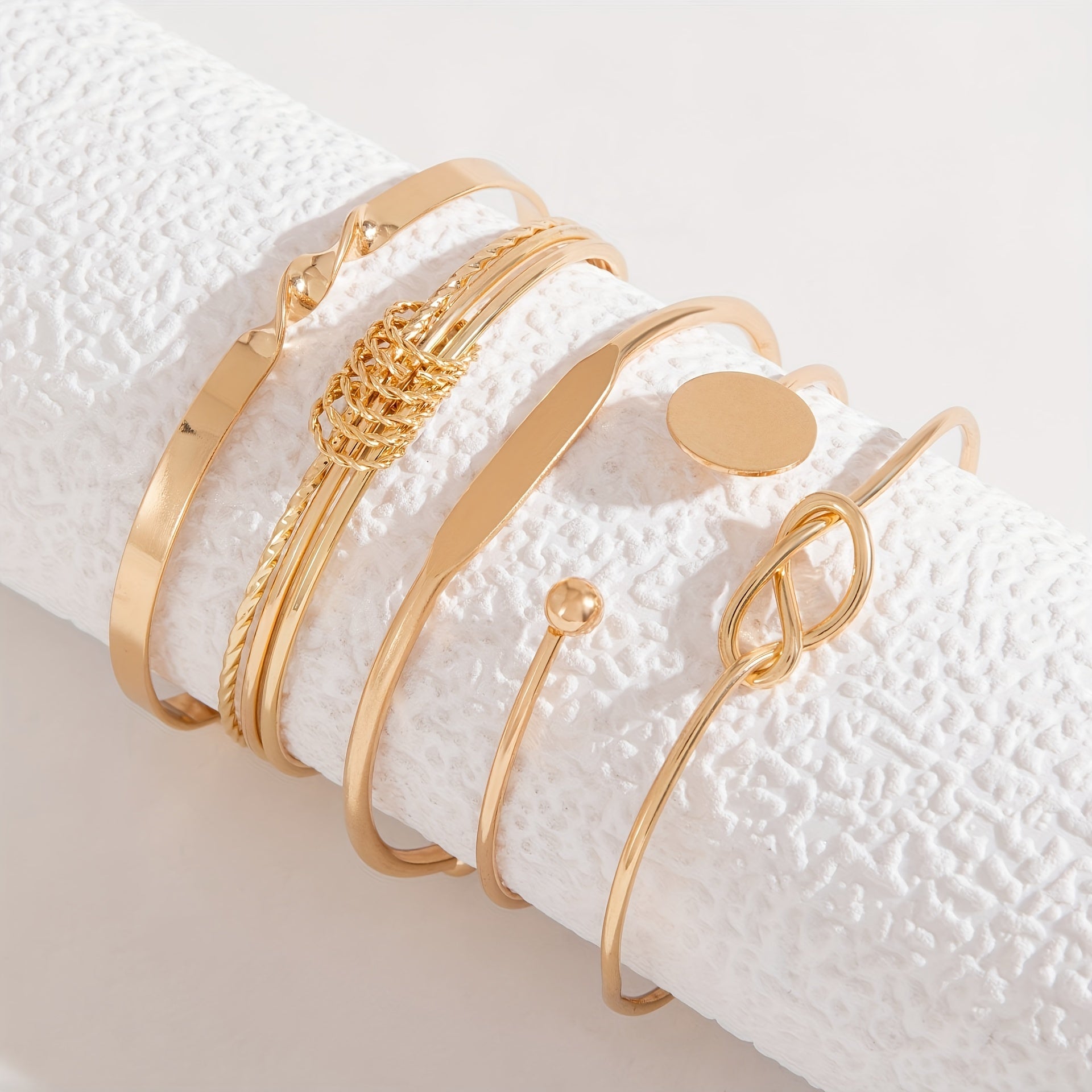 5 Pieces Vintage Elegant Simple Geometric Twisted Glossy Open Bangle Set Women's Daily Match Attend Party Vacation Dating Holiday Gift