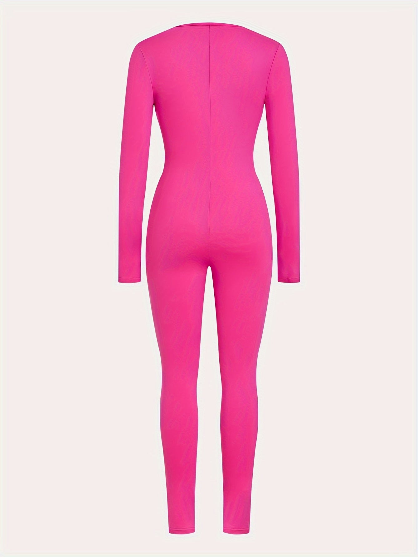 Women's High-Stretch Solid Black Zip-Up Jumpsuit - Long Sleeve, Form-Fitting, Machine Washable, Polyester & Spandex Blend for Spring/Summer Fashion, Casual Wear Jumpsuit | Trendy Jumpsuit | Stretchy Fabric, Romper Jumpsuit