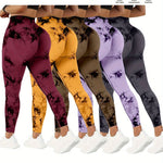 [5-Pack Tummy Control Yoga Pants] 5-Pack High Waist Tummy Control Yoga Pants For Women, Summer Tie.Dye Fitness Leggings, Stretchy Running Peach Lift Workout Tights, Assorted Colors