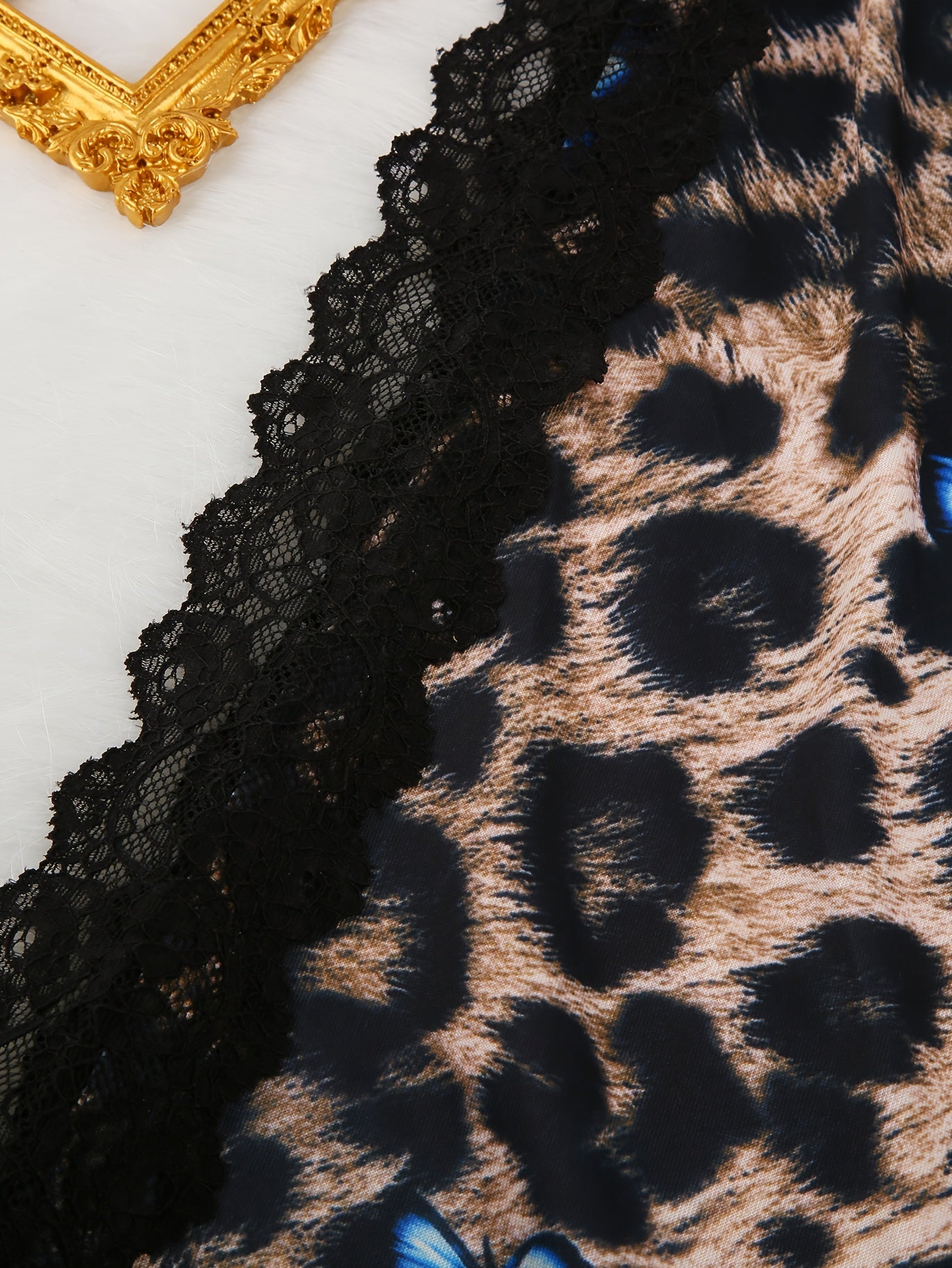 Luxe Lace Loungewear Set | V-Neck & Backless Top + Contour Shorts | Ultra-Stretch Polyester Blend | All-Season Cozy Sleepwear | Insta-Worthy Animal Print Design