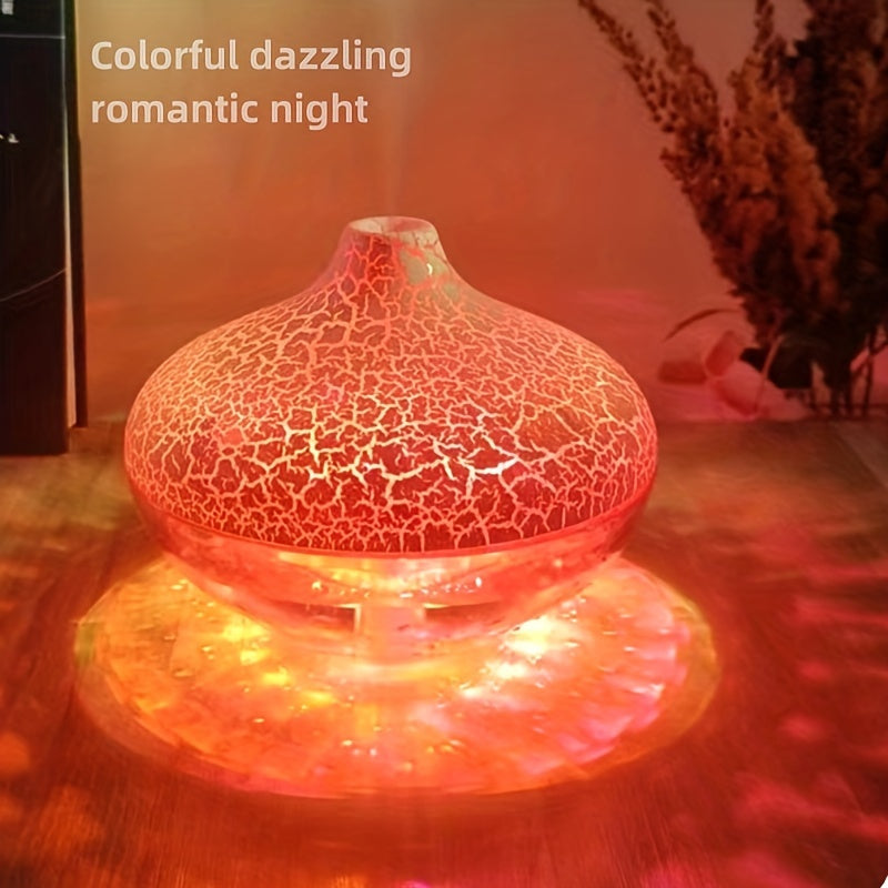 Crystal Crack 1pc USB Humidifier Aroma Diffuser - 300Ml Silent Nano Mist Beauty Hydration Device with Colorful Ambient Light - Powered by USB, Does Not Include Batteries