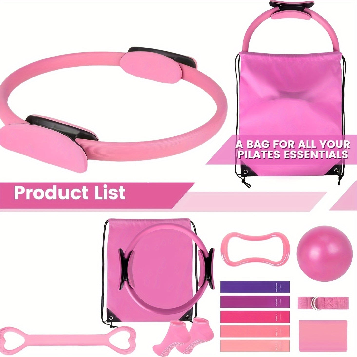 13pcs Purple Pilates & Yoga Equipment Set | Professional Training Combo | Core Strengthening, Flexibility Enhancing | Home Workouts, Yoga Sets for Women Pilates at Home Equipment Pilates