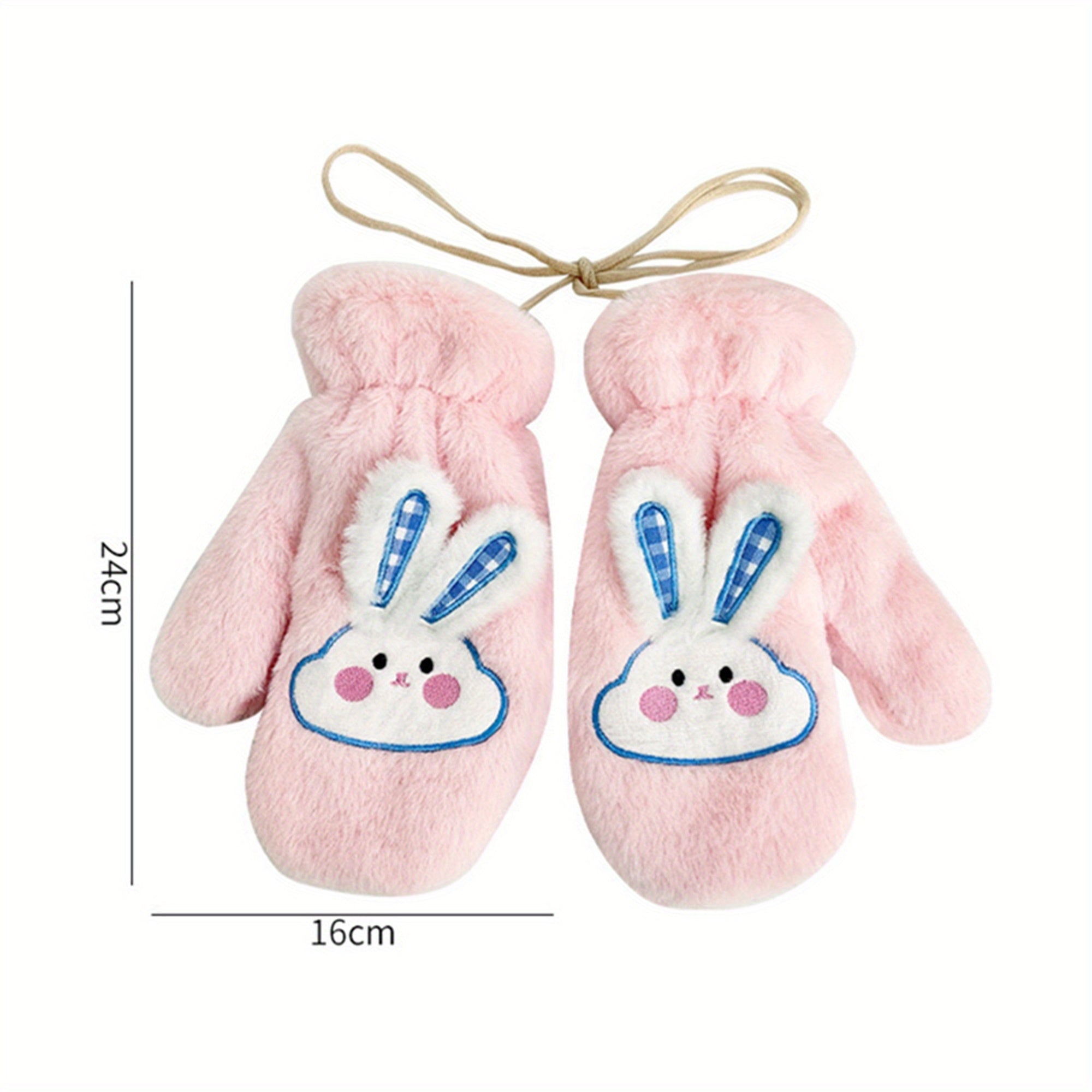 Women's Winter Mittens | Cute Rabbit Design Fleece Gloves | Pink Cotton Blend with Bunny Ears and Face | Plush Warmth for Cold Weather | Non-Stretch, Hand Washable | Cozy Outdoor Accessory