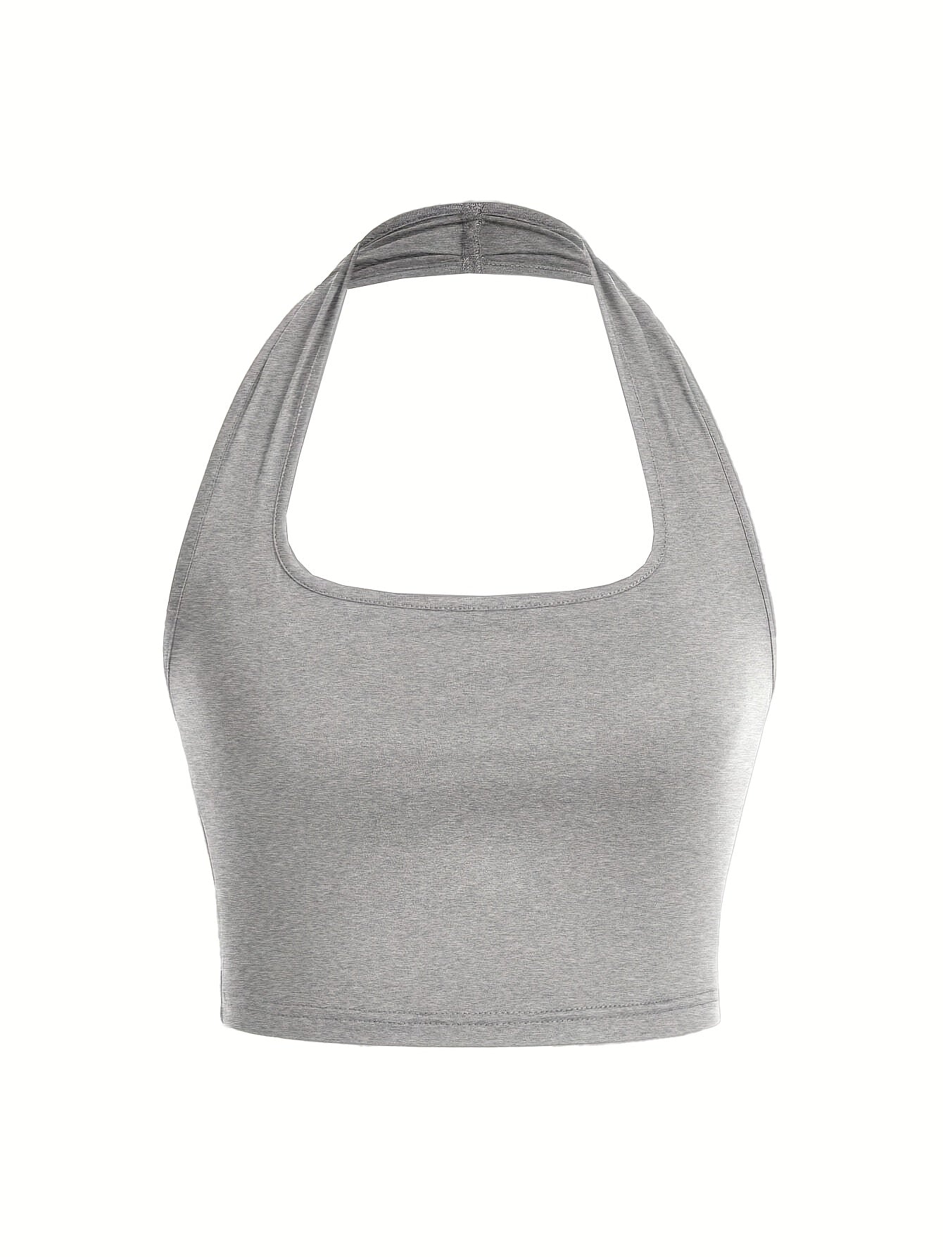 Women's White Halter Neck Sports Crop Top - Stretchy Breathable Backless Tank Top for Summer Workouts & Casual Wear, Machine Washable Sleeveless Shirt, Gym Apparel, Smooth Texture