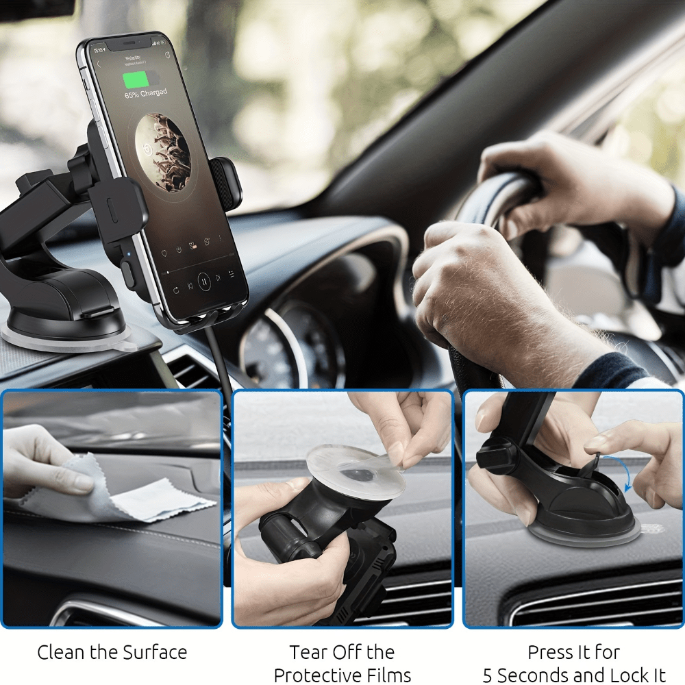 Car Dashboard Phone Holder - Adjustable Vertical And Horizontal, 360° Rotation, Waterproof ABS Material, Suitable for All Mobile Phones, Non-Slip Textured Grip, Hands-Free Driving Accessories