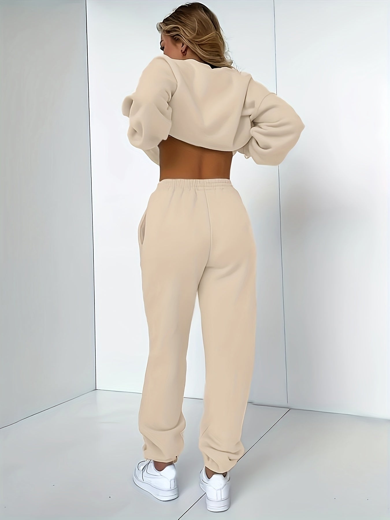 Two-Piece Pants Set - Casual Graphic Print, Warm Fleece, Long Sleeve Crew Neck Pullover Shirt, Skinny Elastic Waist Pants, Women's Clothing Outfits for Everyday Wear