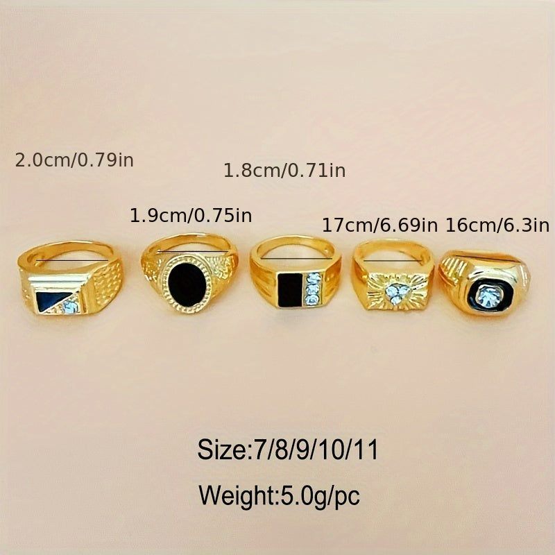 Foreign Trade Middle East Men's Golden Ring Multi-Set Mix and Match Domineering Men's Hand Accessories Night Club Party Accessories