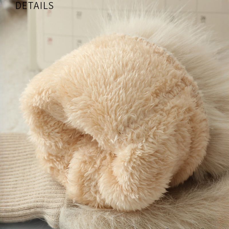 Thick, Windproof, And Cute Winter Warm Fuzzy Gloves for Cycling.