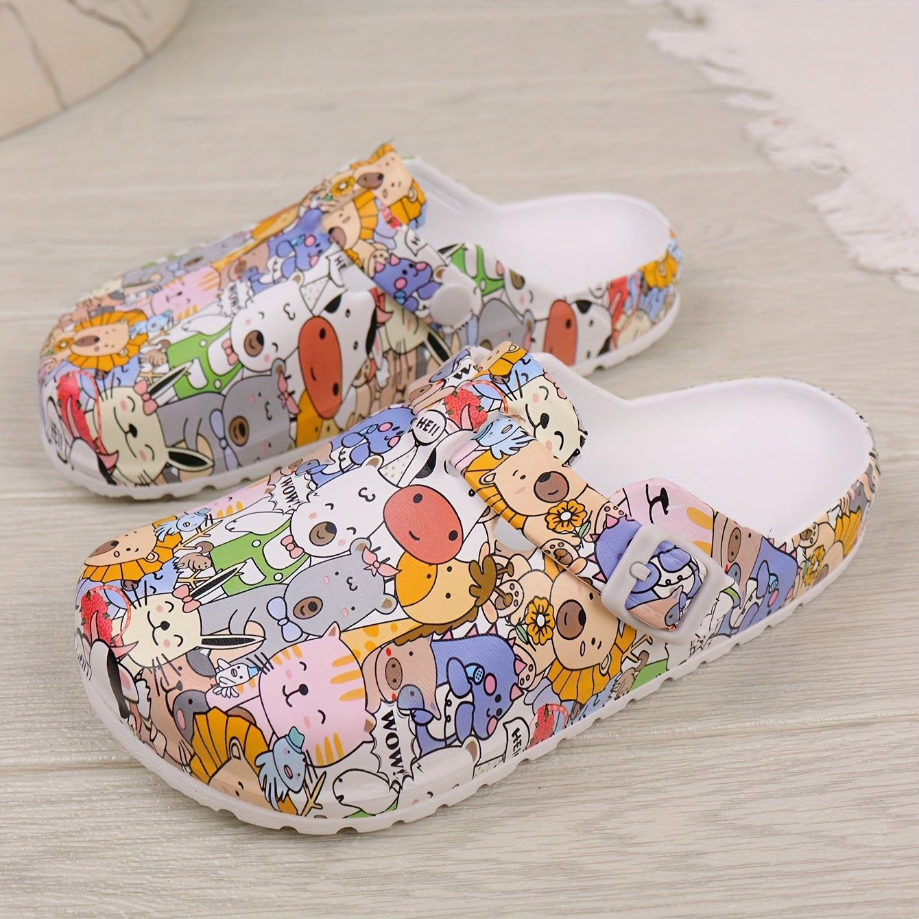 Women's Vibrant Summer EVA Clogs with Cartoon Design - Lightweight, Comfortable Slip-On Platform Shoes for Garden & Beach Wear, Perfect for All Seasons