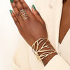 A Set Of New Exaggerated, Fashionable And Unique Leaf Hollow Bracelets, Along With An Elegant Vintage Leaf Ring Set.
